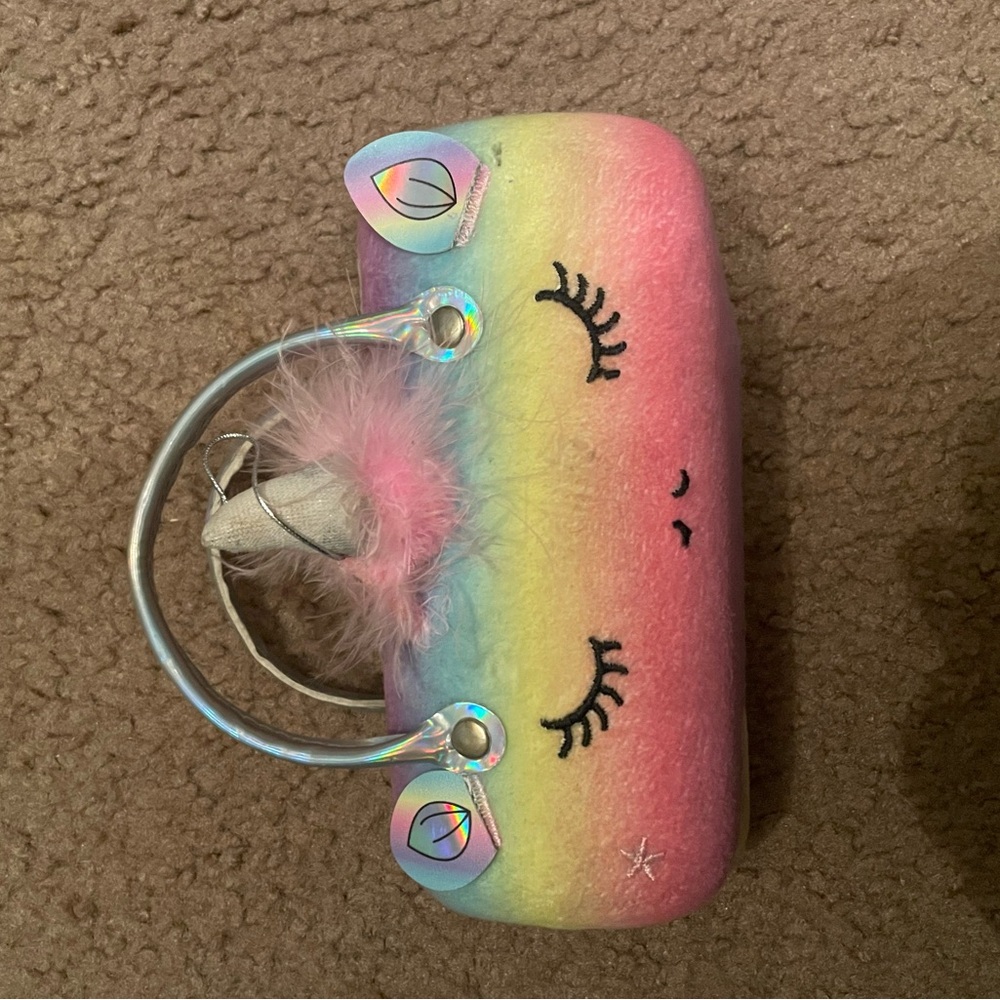 Justice Pink and Yellow Plush Unicorn Purse